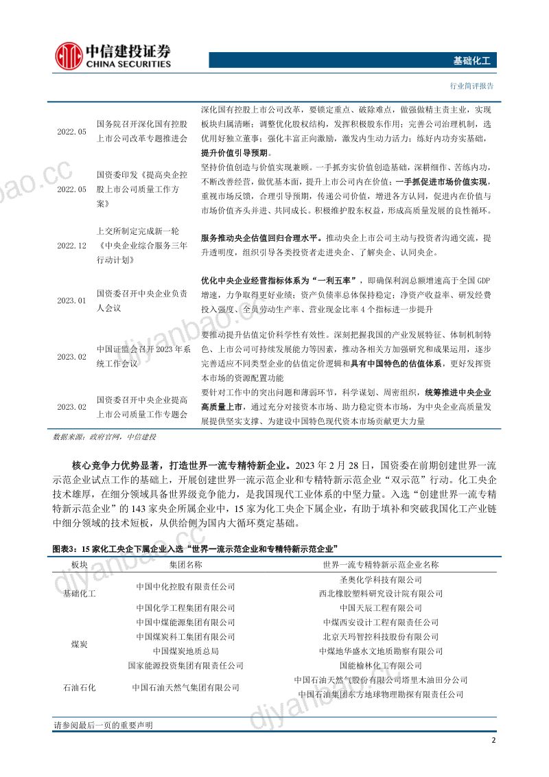 石油石化行业:国有企业对标开展世界一流企业价值创造将促进化工国有企业及板块价值提升-230413(23页) 第3页