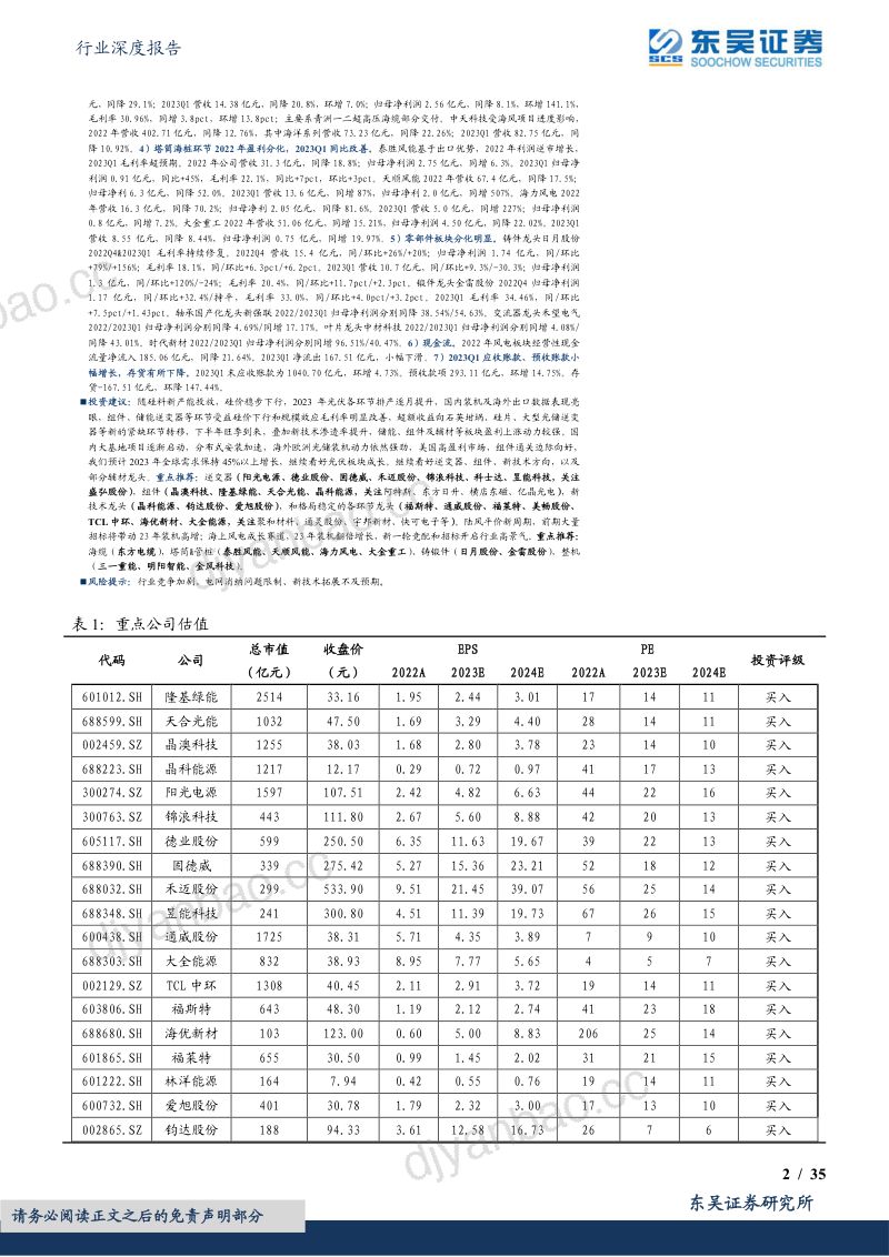 电力设备行业深度报告:光伏主链和逆变器业绩持续靓丽、风电整机承压零部件好转-230506(35页) 第2页