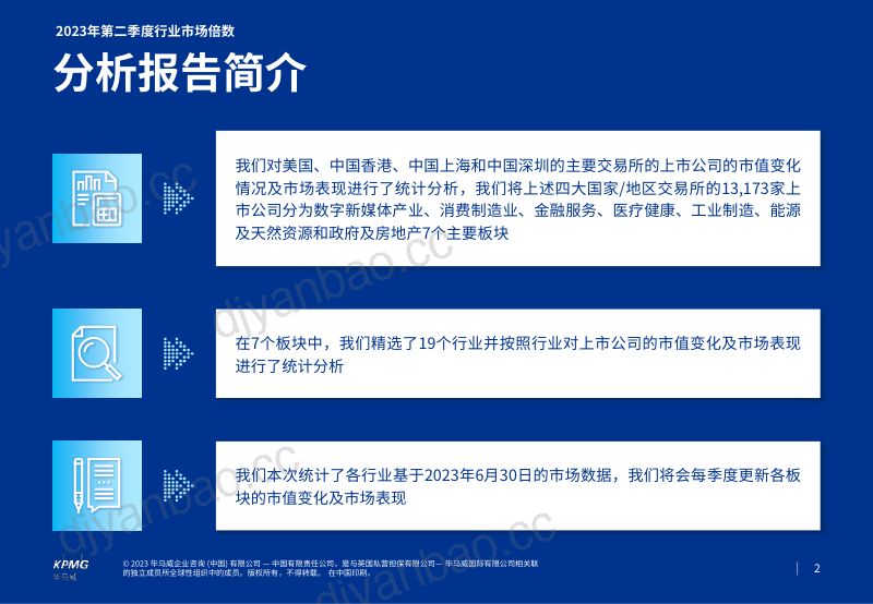 毕马威:2023年第二季度行业市场倍数分析报告(30页) 第2页