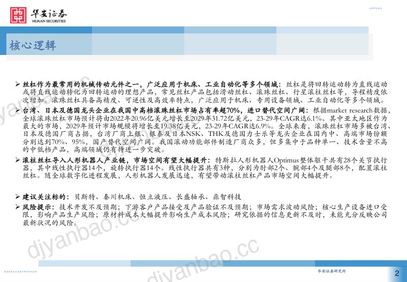 丝杠行业深度报告:核心传动功能部件国产替代大有可为-230820(36页) 第2页