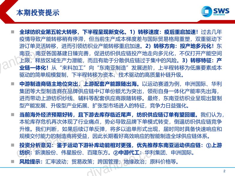 纺织产业链行业深度报告:中上游一体化东南亚产能竞争力扩大-230927(39页) 第2页