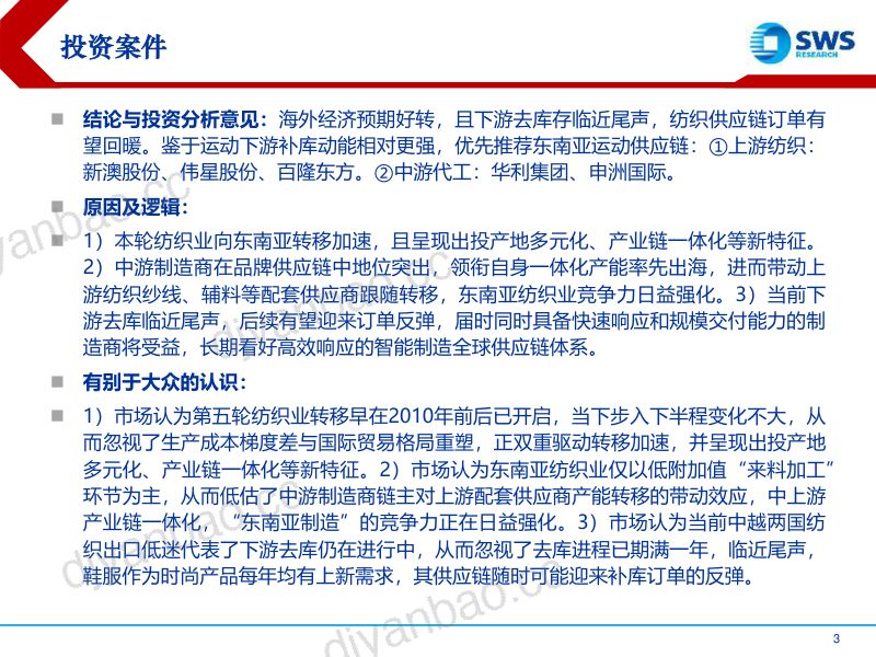 纺织产业链行业深度报告:中上游一体化东南亚产能竞争力扩大-230927(39页) 第3页