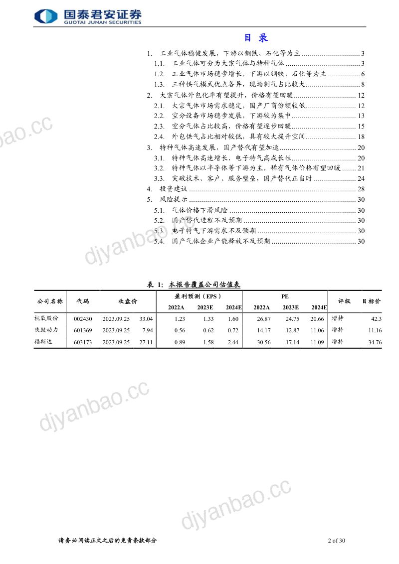 工业气体行业报告:工业气体市场空间广阔电子特气国产替代加速-231007(30页) 第2页