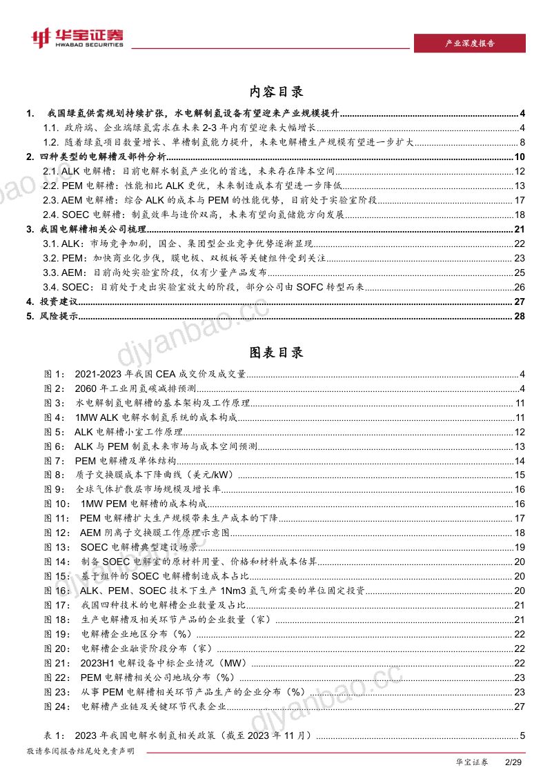 水电解制氢设备行业专题报告:水电解制氢供需双扩背景下电解槽有望迎来发展机遇-231205(29页) 第2页