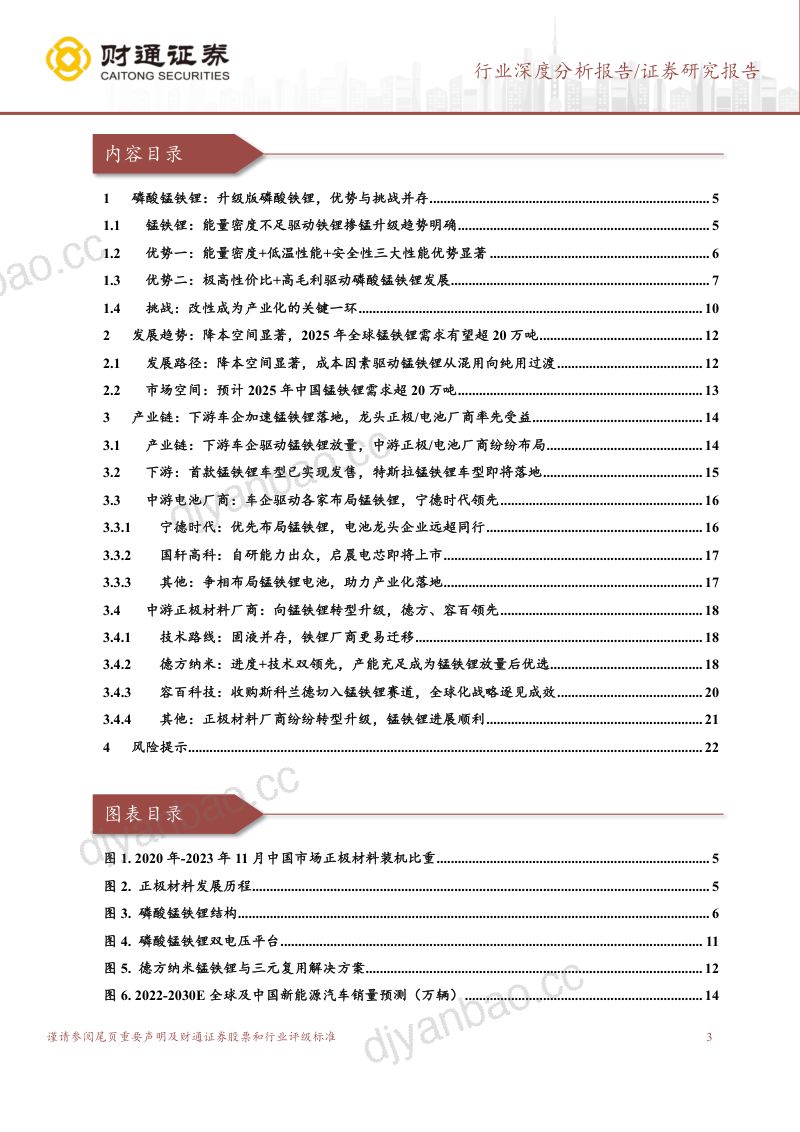 磷酸锰铁锂行业深度报告:成本+性能双优锰铁锂产业化落地在即-240131(23页) 第3页