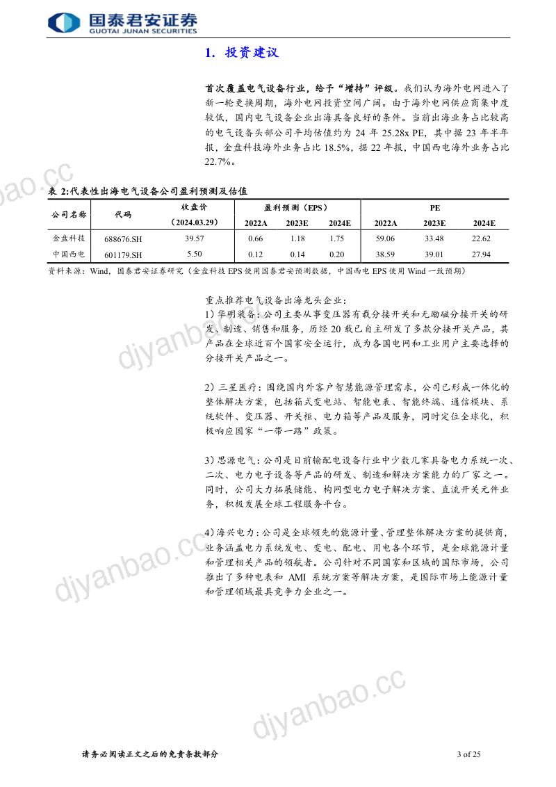 电气自动化及信息化行业电力设备出海首次覆盖报告:海外电网开启更换周期企业出海正当时-240331(34页) 第3页