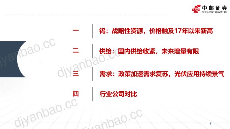 钨行业专题报告:供给指标收紧政策东风加速需求复苏-240402(33页) 第3页