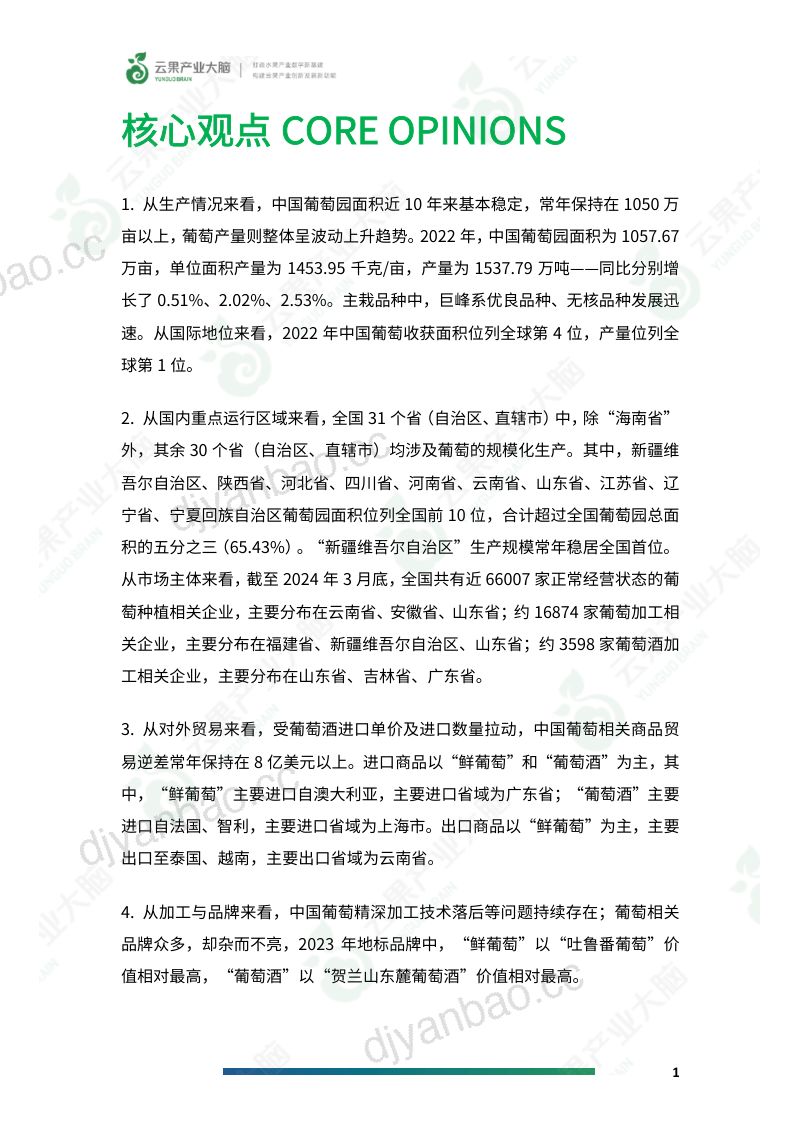 云果:2024年中国葡萄产业数据分析简报(20页) 第3页