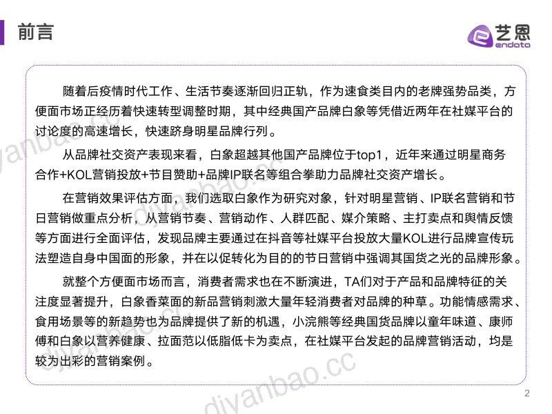 艺恩：2023-2024年方便面品类及白象品牌社媒聆听分析报告（48页） 第2页