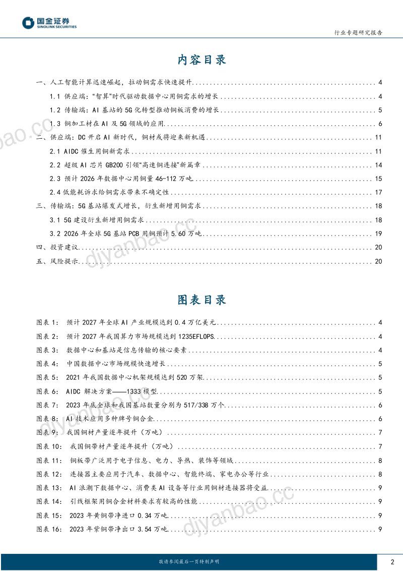 有色金属行业专题研究报告:AIDC铜的新机遇-240514(22页) 第2页