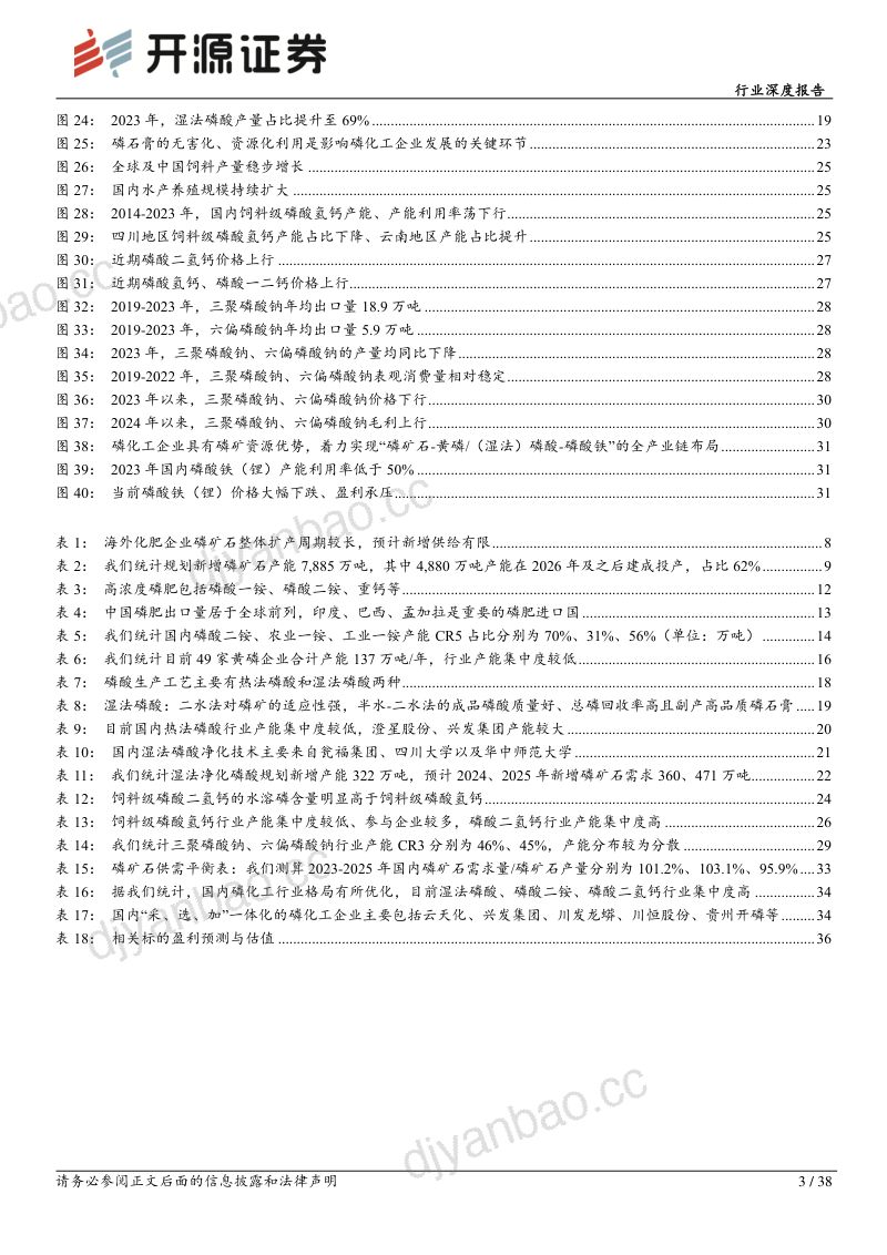 基础化工行业深度报告：磷矿资源投放收紧助力价格中枢抬升磷化工产品格局有望持续优化-240514（38页） 第3页