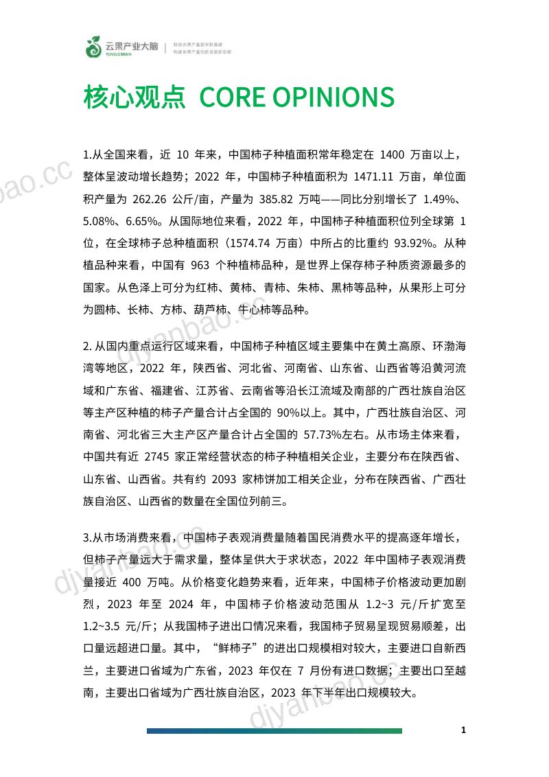 云果:2024年中国柿子产业数据分析简报(13页) 第3页