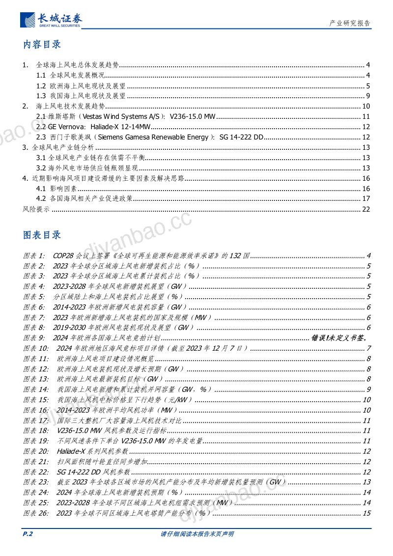 风电产业研究报告:全球海上风电市场展望与产业链需求-240630(23页) 第2页