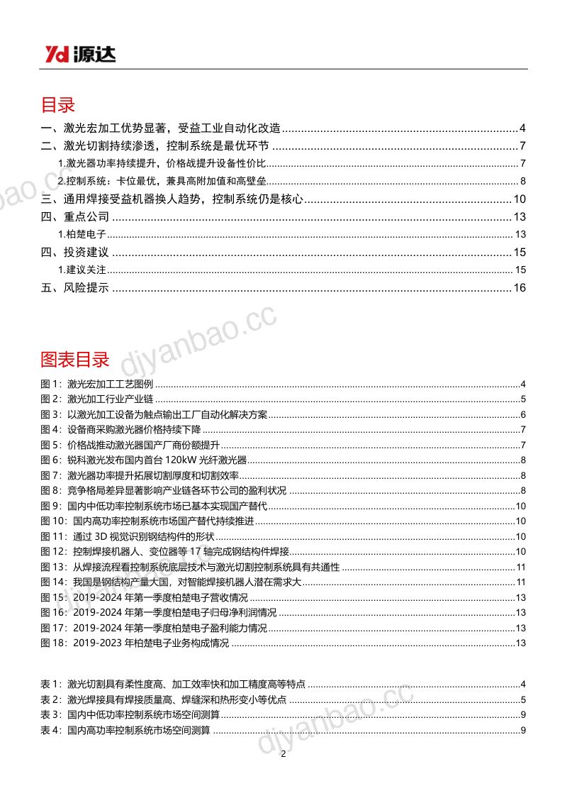 激光加工行业专题研究:激光宏加工顺应工业自动化趋势控制系统是产业链最优环节-240710(17页) 第2页