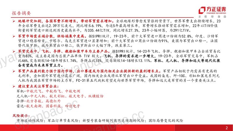 国防军工行业深度报告:全球地缘形势拉升军贸规模我国军贸出口或将持续受益-240725(45页) 第2页