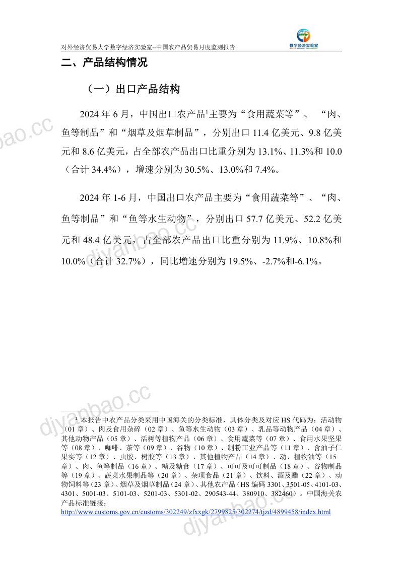 UIBE数字经济实验室：中国农产品贸易月度监测报告（2024年1-6月）（11页） 第3页