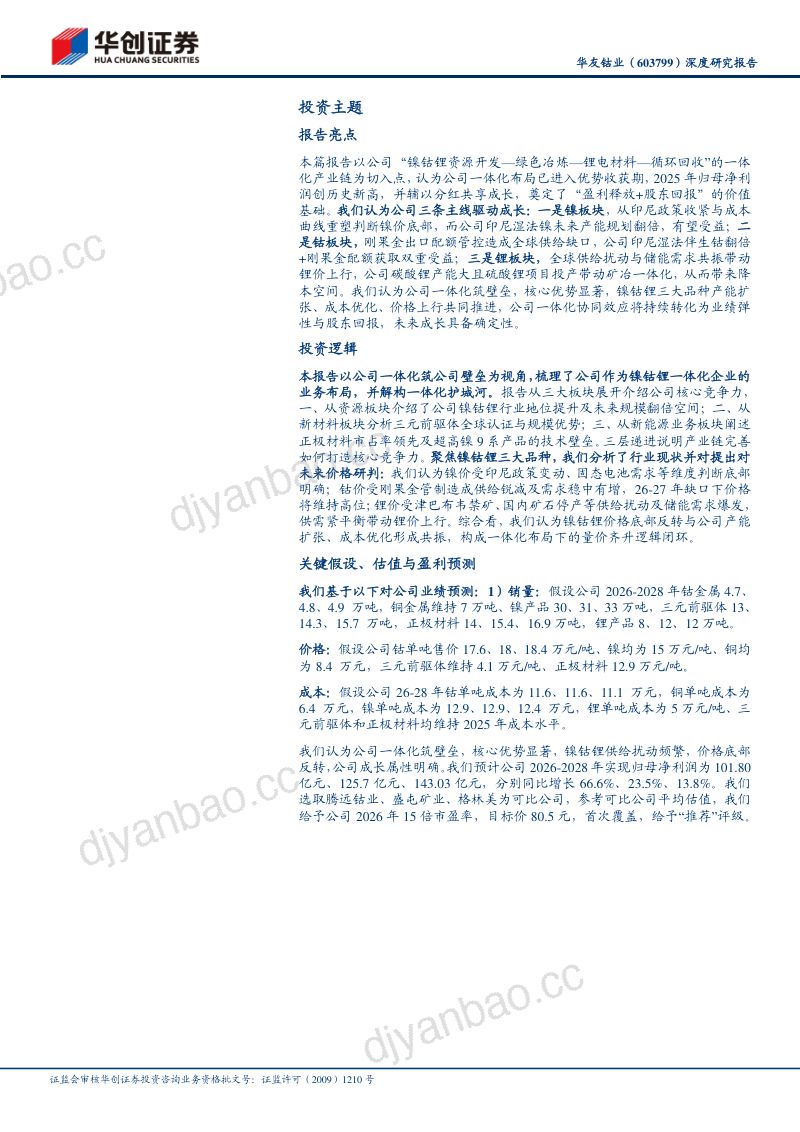 深度研究报告前瞻布局锂电上游资源,尽享锂钴镍景气周期 第2页