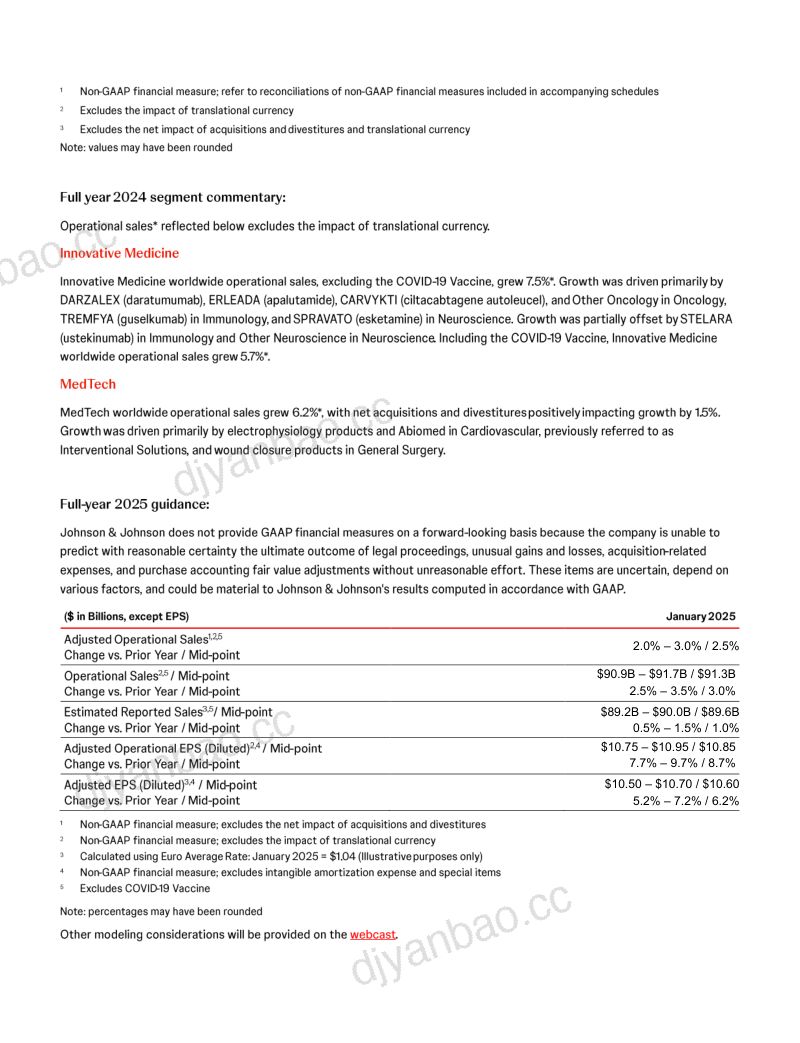 强生Johnson & Johnson(JNJ)2024年第四季度及全年业绩报告「NYSE」(英文版) 第3页
