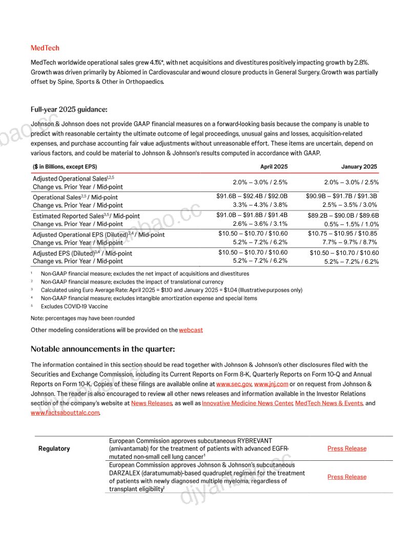 强生Johnson & Johnson(JNJ)2025第一季度业绩报告「NYSE」(英文版) 第3页