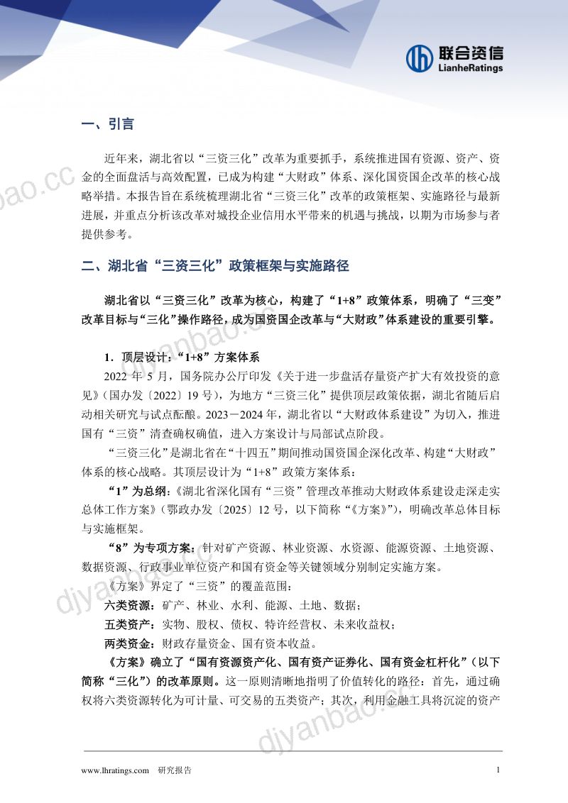湖北省“三资三化”进展及对城投企业信用水平的影响研究 第2页