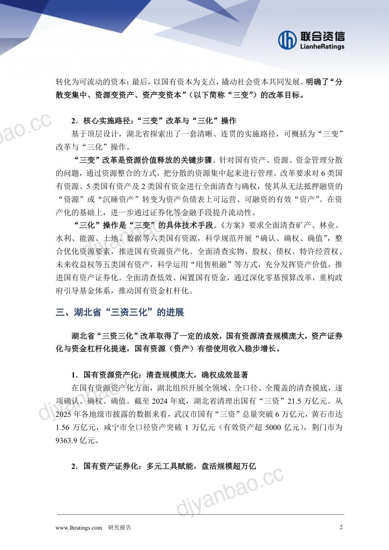 湖北省“三资三化”进展及对城投企业信用水平的影响研究 第3页