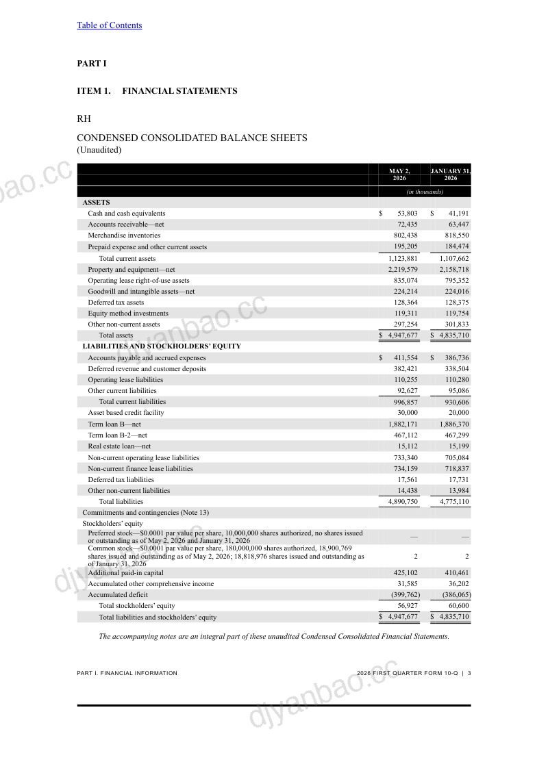 RH 2026年季度报告 第3页