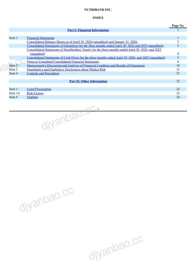 Nutriband Inc 2026年季度报告 第2页