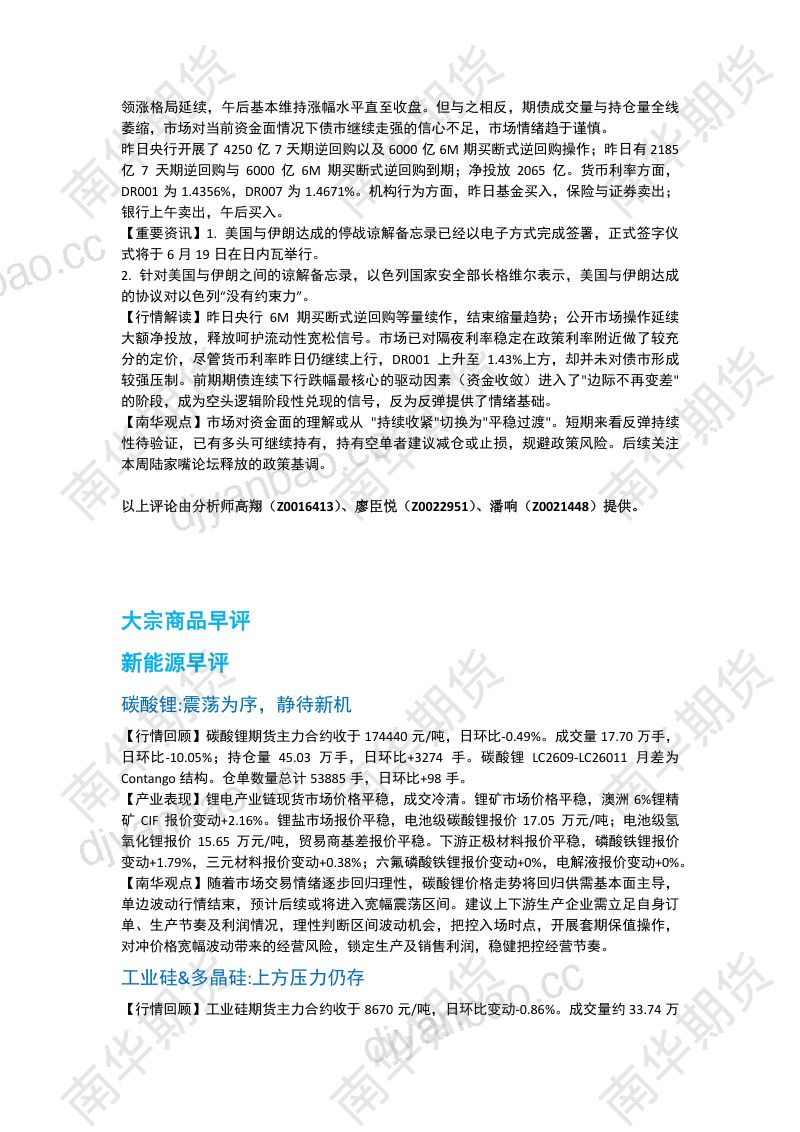 南华期货丨期市早餐2026.06.16 第2页