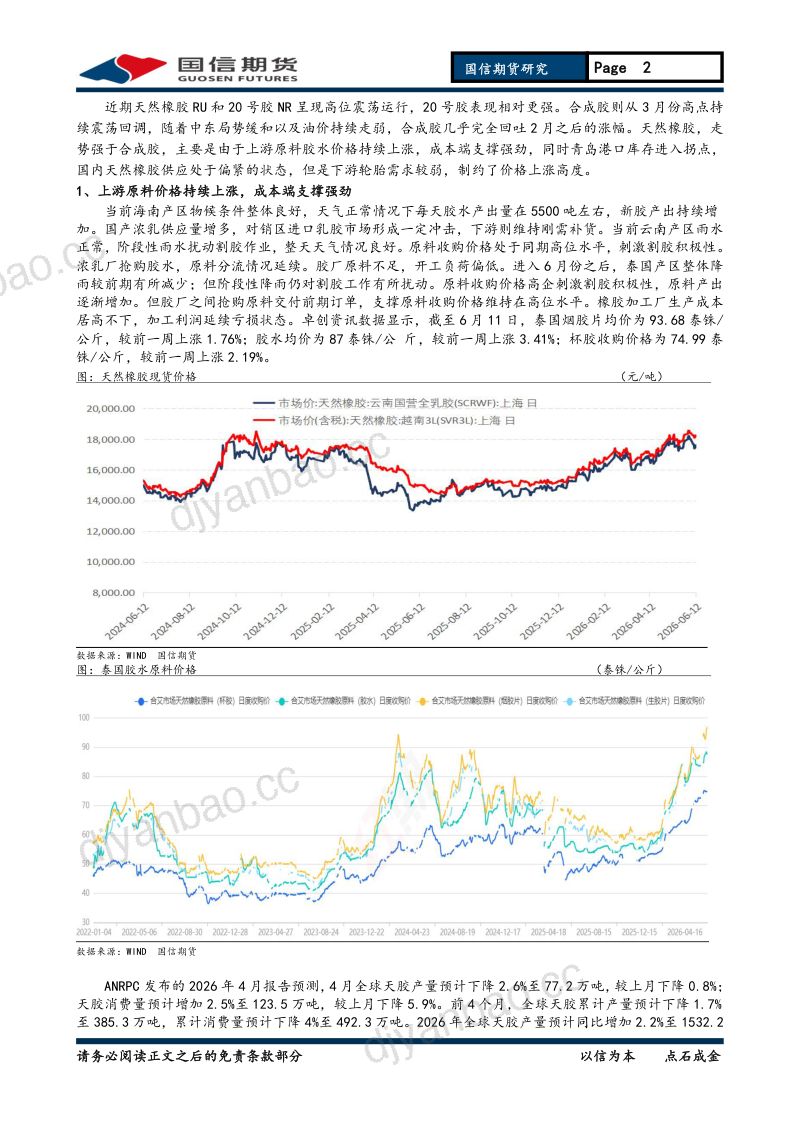 橡胶专题报告:原料价格持续上涨,天胶震荡偏强 第2页