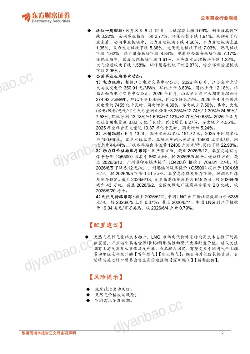 原料气竞拍成本抬升,关注天然气市场边际变化 第2页