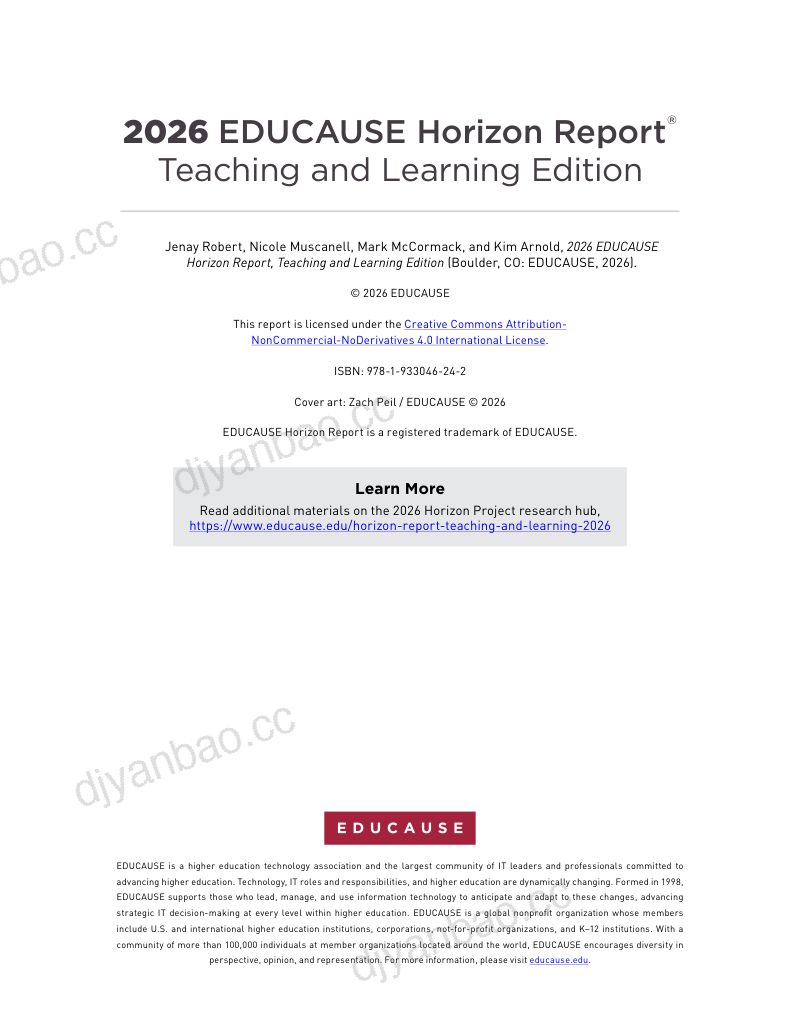 美国高等教育信息化协会(EDUCAUSE):2026地平线报告:教与学版(英文版) 第2页