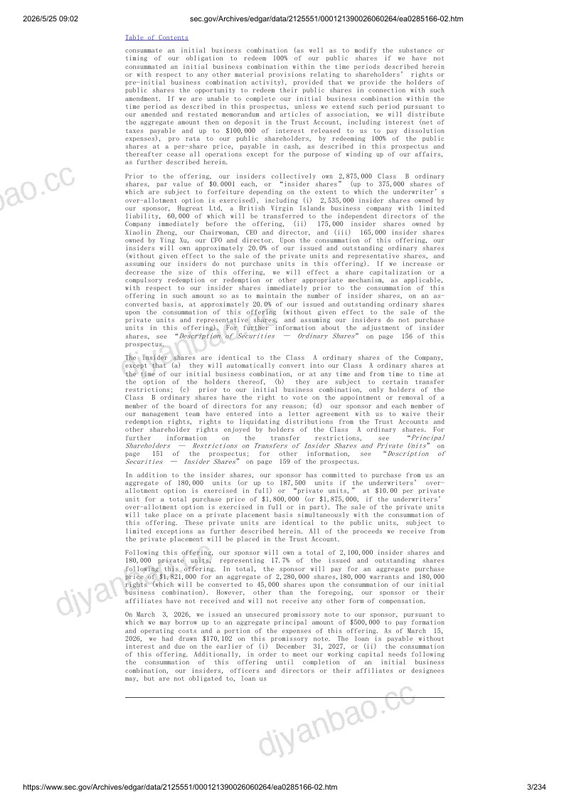 Alpex Acquisition Corp 美股招股说明书 S-1（2026-05-22修订版）（英文版） 第3页