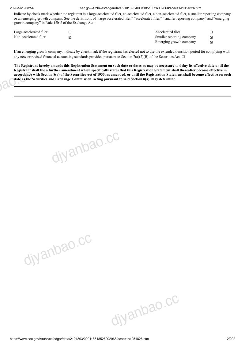 AmperCap Acquisition Co（APMC）美股招股说明书 S-1（2026-05-22修订版）（英文版） 第2页