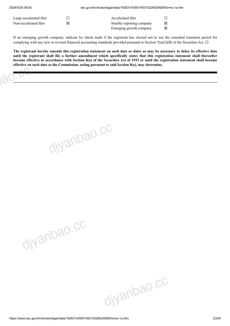 Ocean Capital Acquisition Corp 美股招股说明书 S-1（2026-05-22修订版）（英文版） 第2页