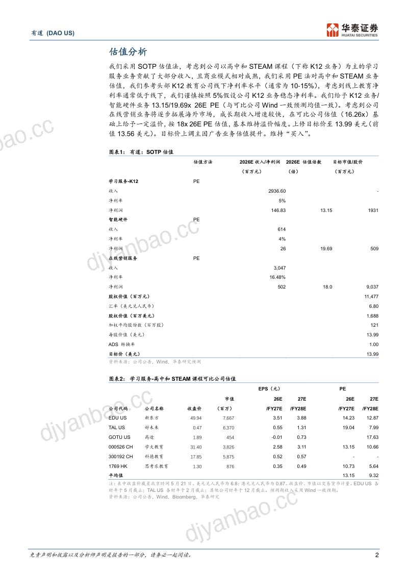 网易有道(DAO.N)-美股公司研究报告：现金流显著改善子曰大模型赋能中长期发展-260522 第2页