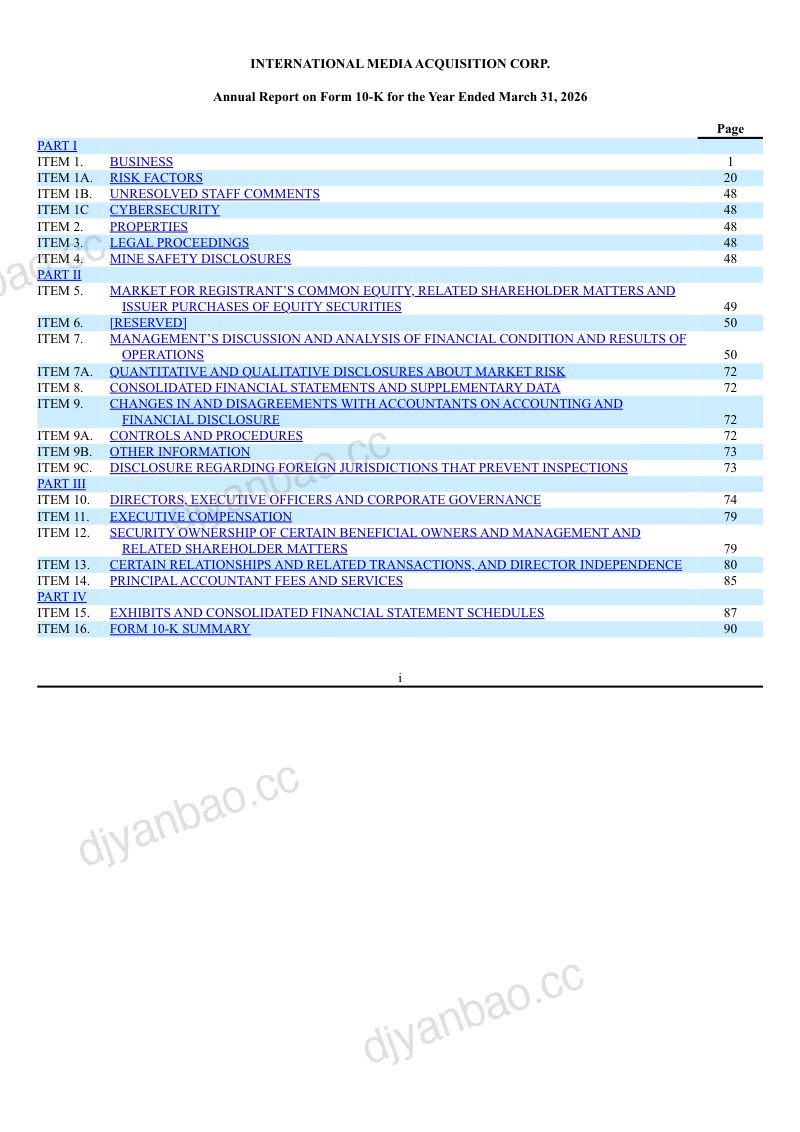 International Media Acquisition Corp-A 2025年度报告 第3页