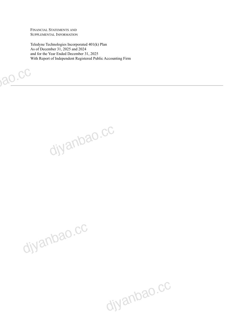 Teledyne Technologies 2025年度报告 第2页