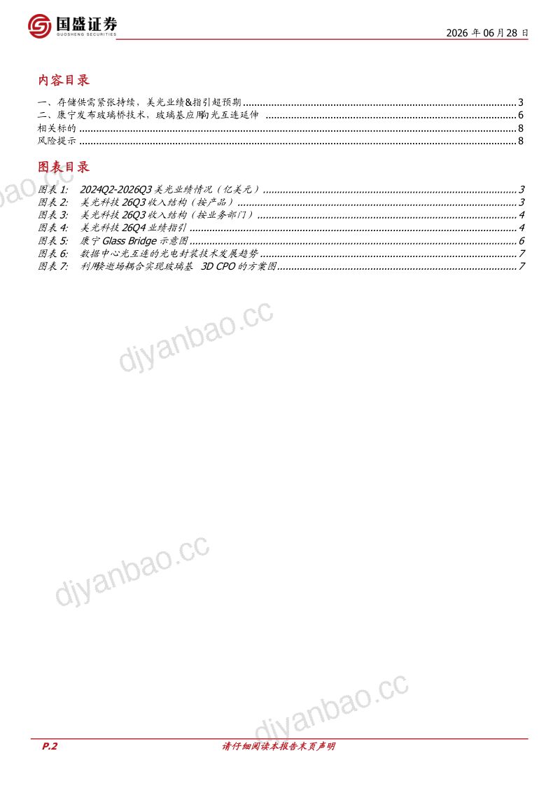 美光指引存储缺口持续，康宁加速推进玻璃基光互连技术 第2页