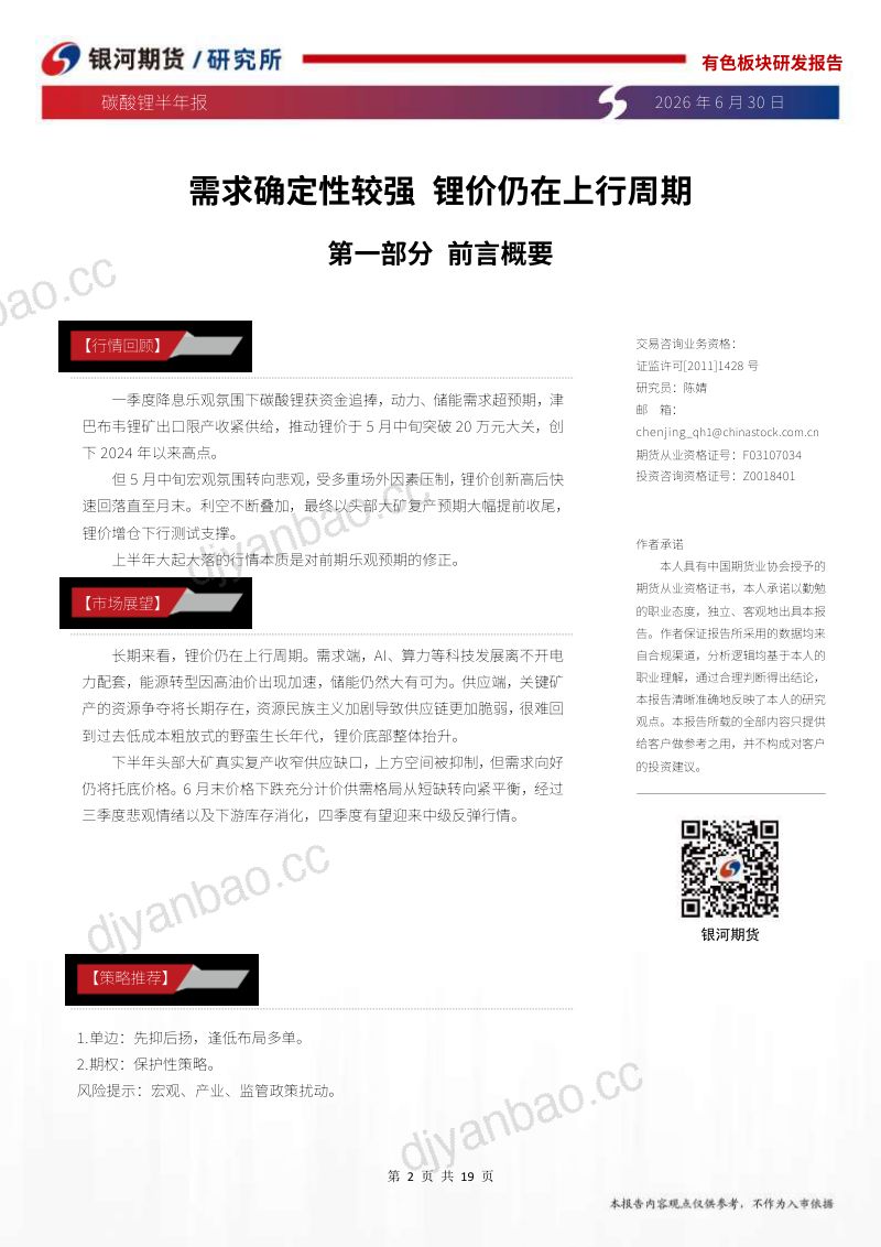 碳酸锂半年报：需求确定性较强，锂价仍在上行周期 第2页