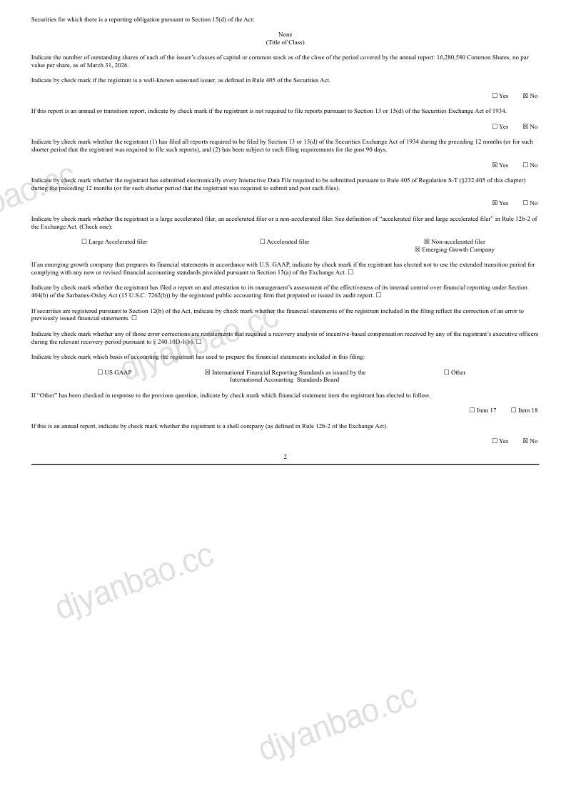 Foremost Clean Energy Ltd 2026年年度报告和过渡报告 第2页
