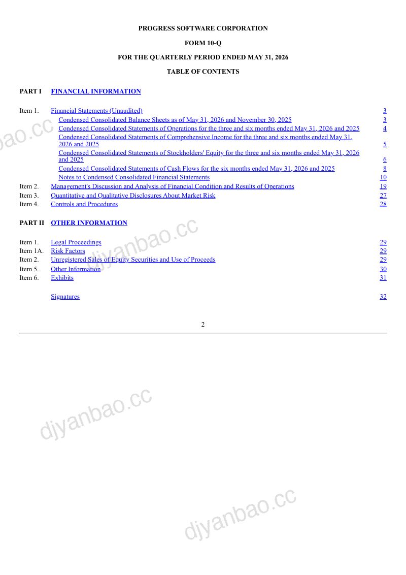 Progress Software Corp 2026年季度报告 第2页