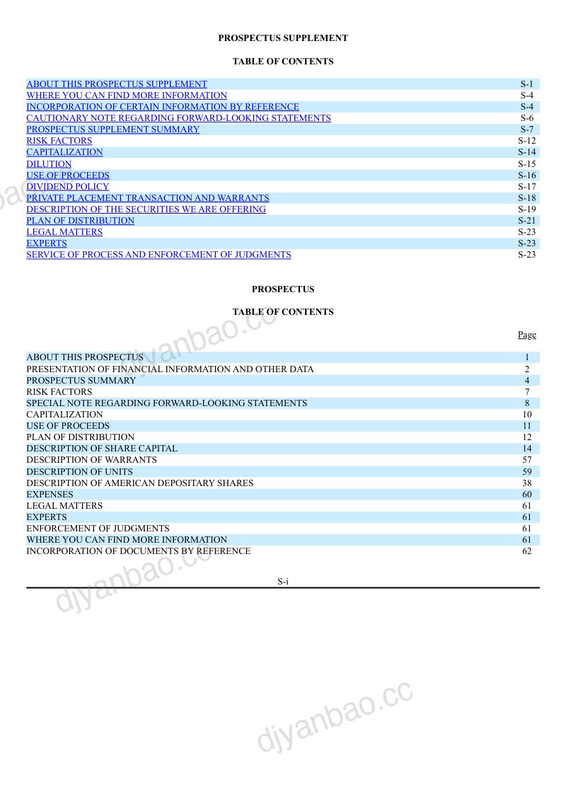 Biodexa Pharmaceuticals PLC 美股存托凭证招股说明书（2026年7月1日版） 第3页