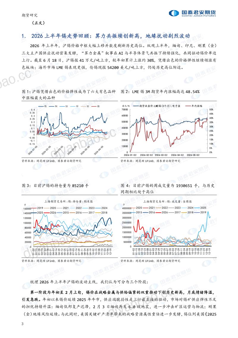 2026年下半年锡期货行情展望：算力浪潮未止，供应修复渐行 第3页
