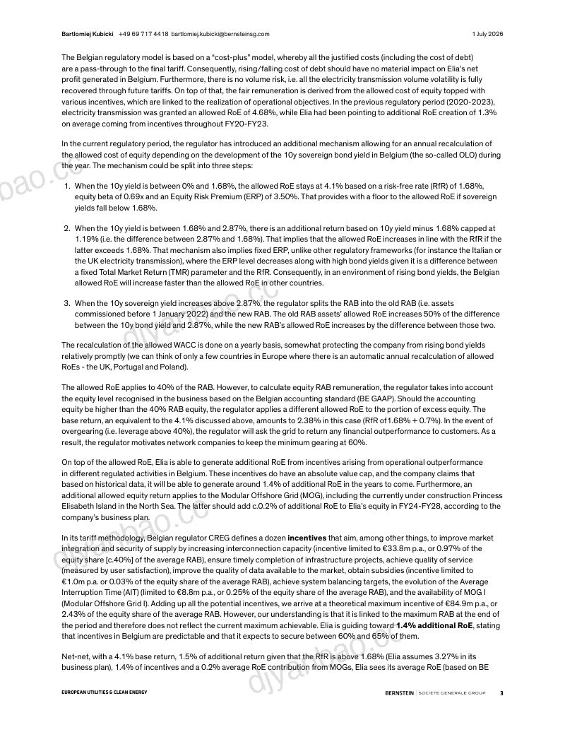 欧洲公用事业与清洁能源：Elia Group比利时监管机构公布2028-2031年输电电价最终方法 第3页