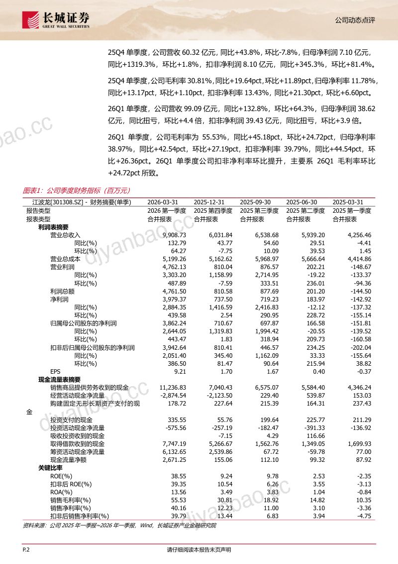 26Q1单季归母净利环比+4.4倍，看好高端消费类存储受益端侧AI驱动增长 第2页