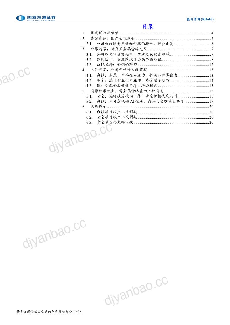 首次覆盖报告白银龙头的多资源野望 第3页