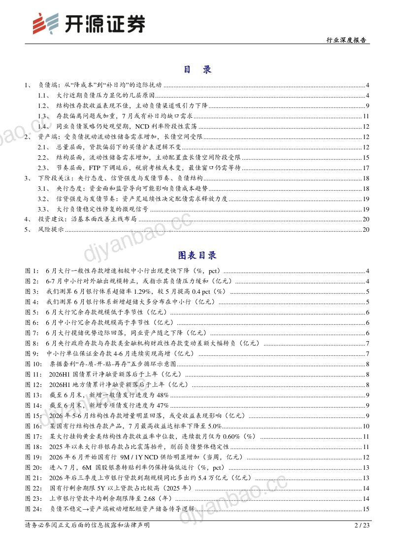 行业深度报告：大行负债压力来源与资产决策扰动 第2页