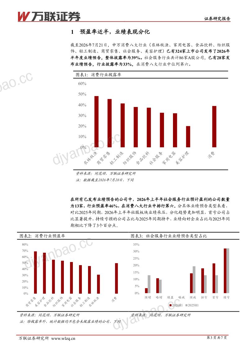 社会服务行业2026H1业绩预告综述:旅游景区业绩持续回暖,酒店餐饮仍待修复 第3页