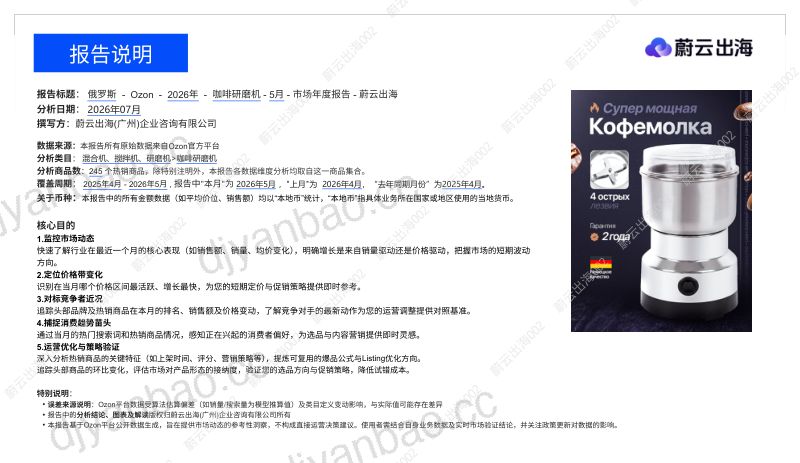 俄罗斯Ozon2026年咖啡研磨机5月市场月度报告 第2页