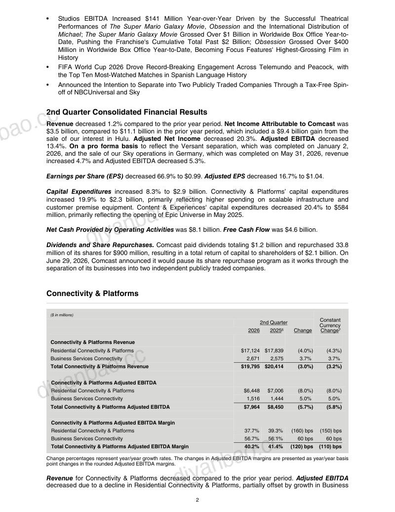 康卡斯特 2025年度报告 第2页